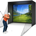 Golf Simulator Enclosure Kit 10 X 8 Ft, 4K-Ready Dual-Layer Projection Impact Screen, Safety Side Netting & Thick Foam Edge Padding for Indoor Home Garage Golf Cage Practice Training