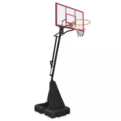 8 Ft. to 10 Ft. Black Metal Portable Basketball Hoop Height Adjustment with LED Lights