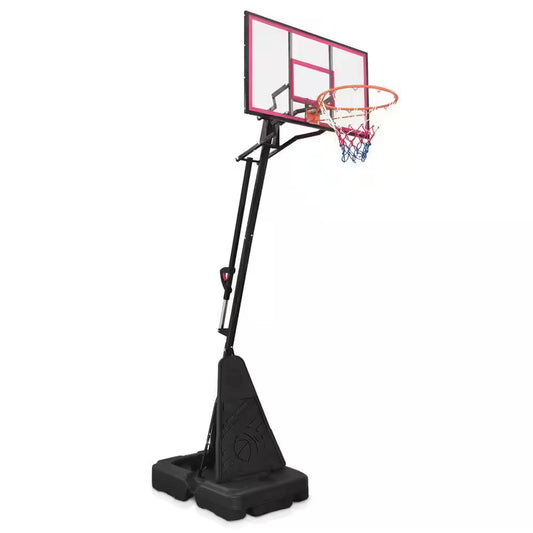 8 Ft. to 10 Ft. Black Metal Portable Basketball Hoop Height Adjustment with LED Lights