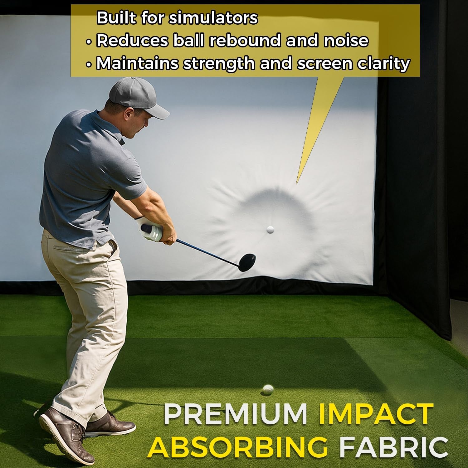 Golf Simulator Enclosure Kit 10 X 8 Ft, 4K-Ready Dual-Layer Projection Impact Screen, Safety Side Netting & Thick Foam Edge Padding for Indoor Home Garage Golf Cage Practice Training