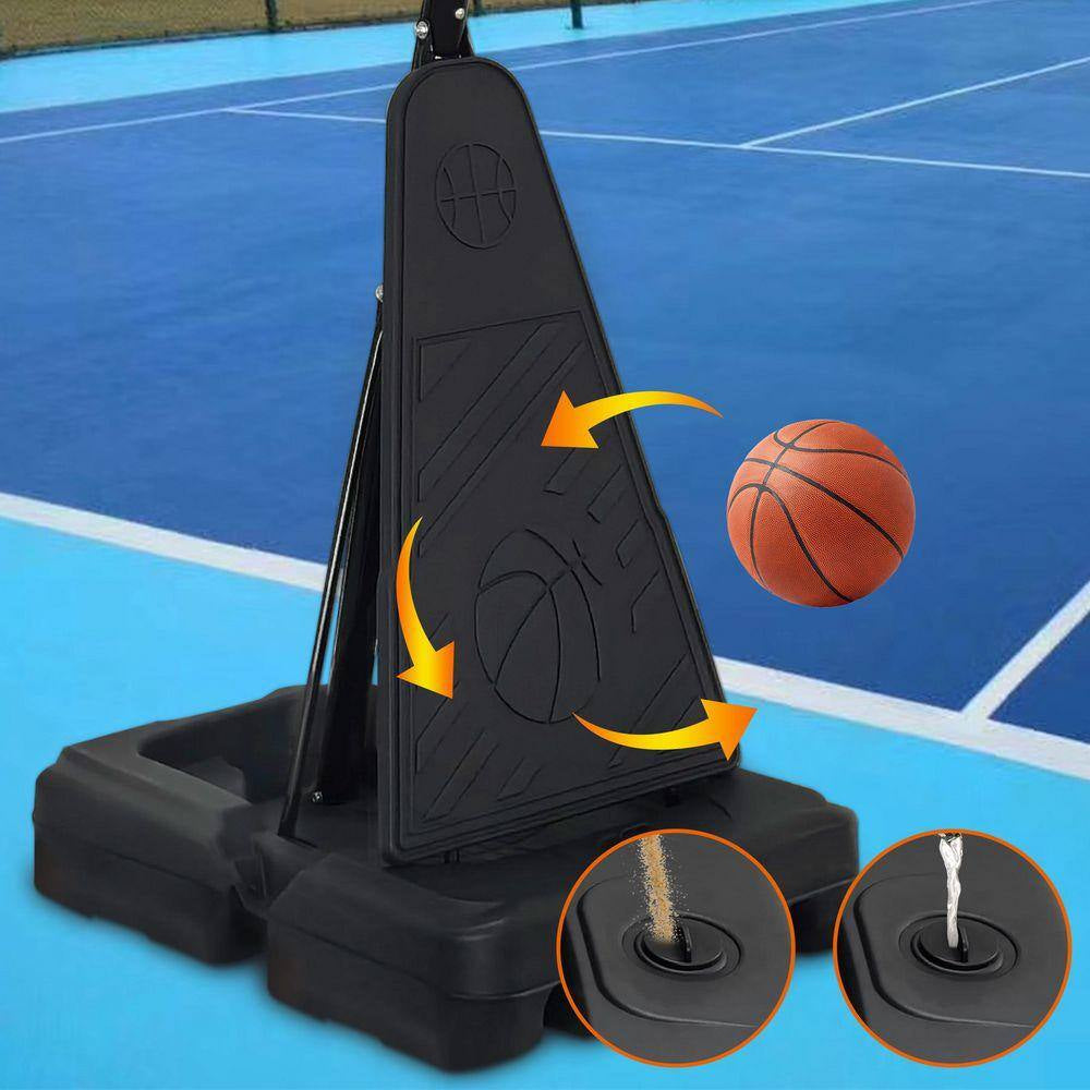 8 Ft. to 10 Ft. Black Metal Portable Basketball Hoop Height Adjustment with LED Lights