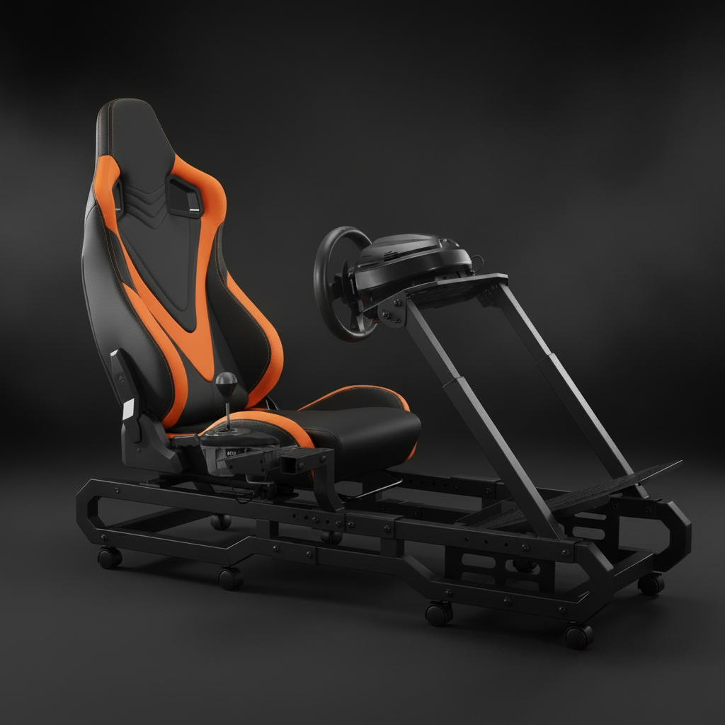 Racing Wheel Stand with Wheels for Logitech G923/G920/G29, Heavy Duty Steel Driving Simulator Cockpit-Thrustmaster T248P, Steering Wheel Bracket & Foot Pedal Adjustable, Max Load 330 LBS