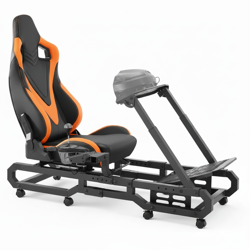 Racing Wheel Stand with Wheels for Logitech G923/G920/G29, Heavy Duty Steel Driving Simulator Cockpit-Thrustmaster T248P, Steering Wheel Bracket & Foot Pedal Adjustable, Max Load 330 LBS
